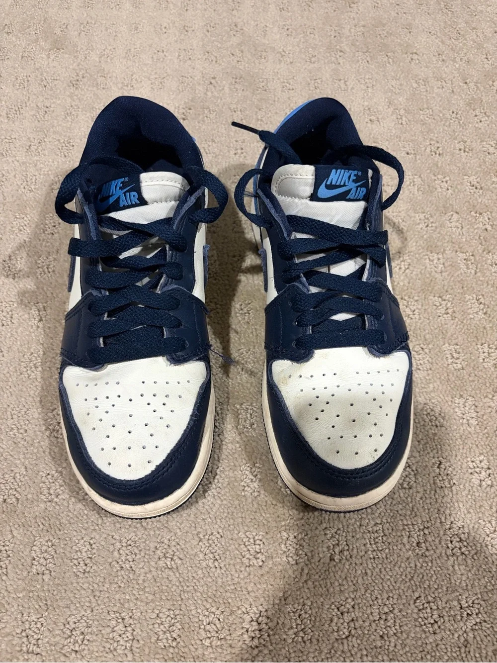 Air Jordan 1 Low - Nike Kids Sneakers - Navy Blue/Light Blue/Off-White